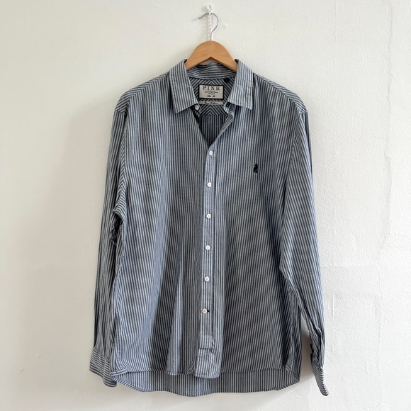 THOMAS PINK Mens Dress Shirt 17.5-18 XL Grey Stripe Slim Fit Casual Collection - Picture 7 of 12